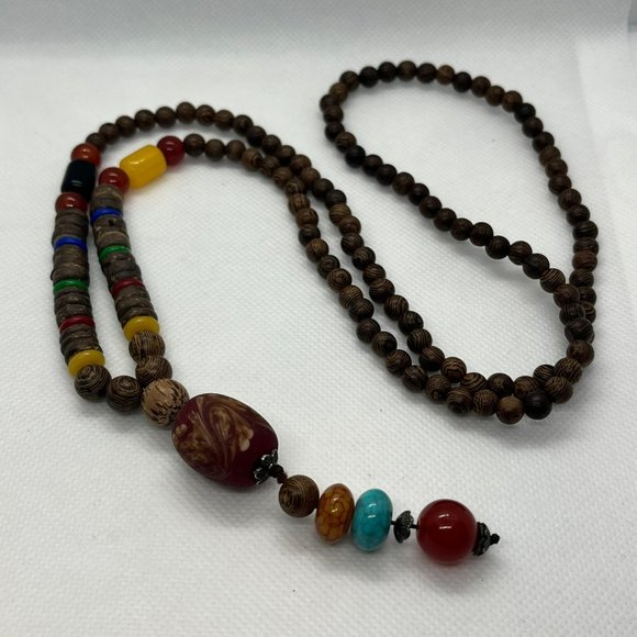 VTG Lot Boho Ethnic Wood Glass Beads Necklaces Bracelets 1 Cookie‎ Lee - Picture 5 of 12